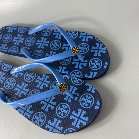TORY BURCH Thin Flip Flop in Navy Mixed Logo - Picture 9 of 11